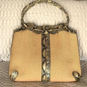 New rafia and leather bag